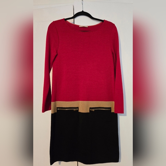 Maria Bennentani Wool Blend Colourblock Dress Made in Italy - Picture 2 of 8